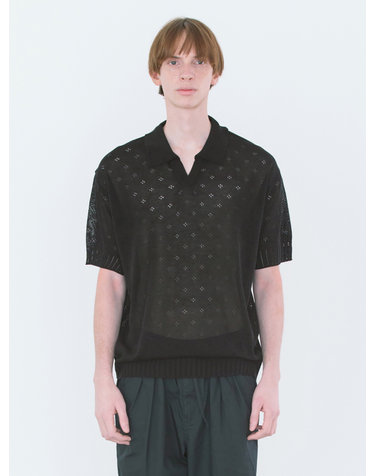 PUNCHING HALF COLLAR KNIT / BLACK