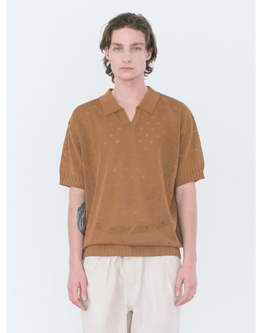 PUNCHING HALF COLLAR KNIT / BROWN