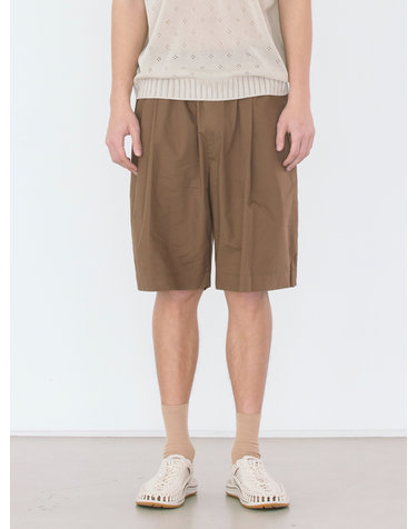 WIDE PINTUCK SHORTS / BROWN