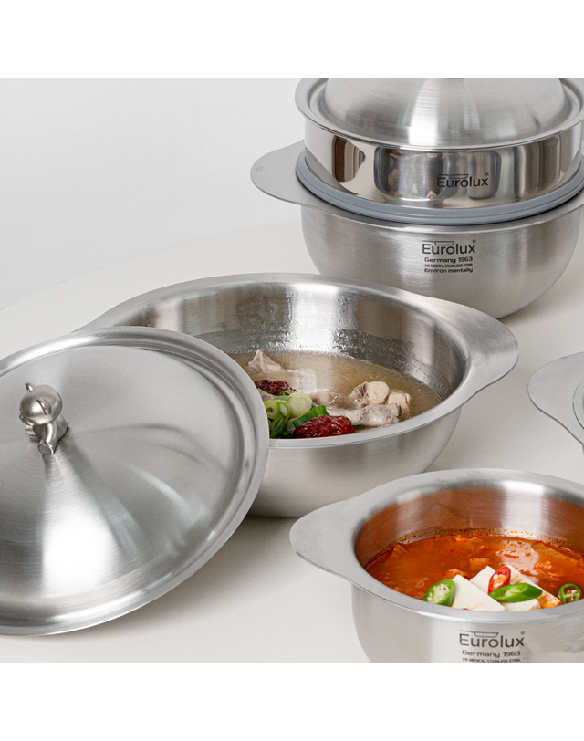 로메이키친 유로룩스 베어쿡 316스텐 통3중 찜냄비 28cm 파티웍 찜기포함 착용컷