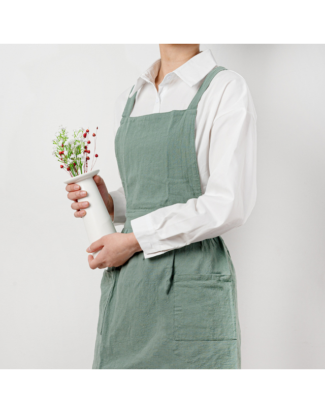 로메이키친 로메이패브릭 로메 순면 앞치마 4color 카페 꽃집 주방 무지 에이프런 착용컷
