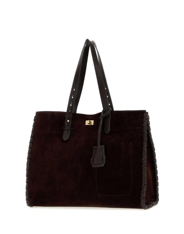 안야 힌드마치 [해외직구] 26FW 안야힌드마치 Grape suede Mortimer 쇼핑 백 5050925207140GRAPE TP580122793 착용컷