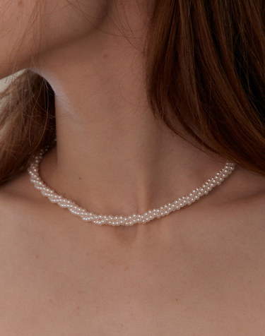 Handmade spiral pearl necklace JN003