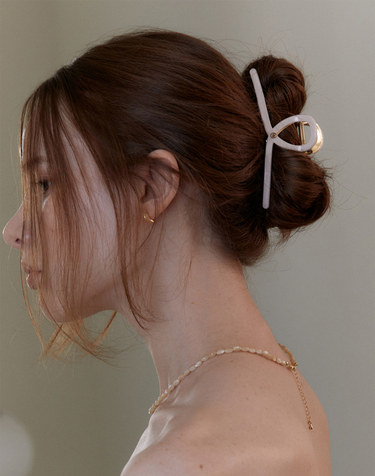 Twist metal point hair clip_pure butter HC002