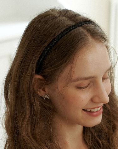Metal thread silver point slim hair band_3color HB004