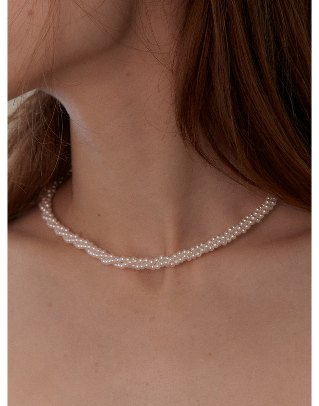 오블라 Handmade spiral pearl necklace JN003 착용컷