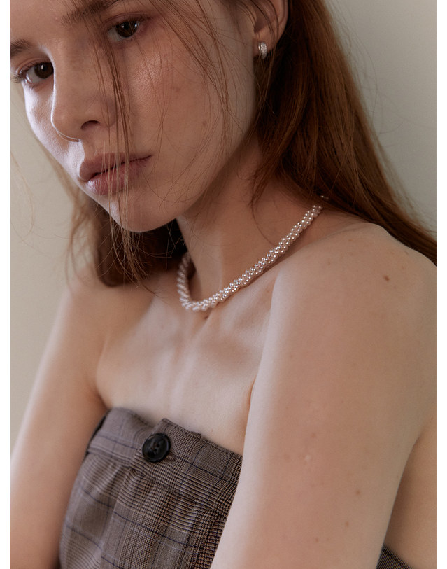 오블라 Handmade spiral pearl necklace JN003 착용컷