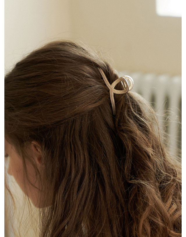오블라 minimal twist pearl line hair clip HC014 착용컷