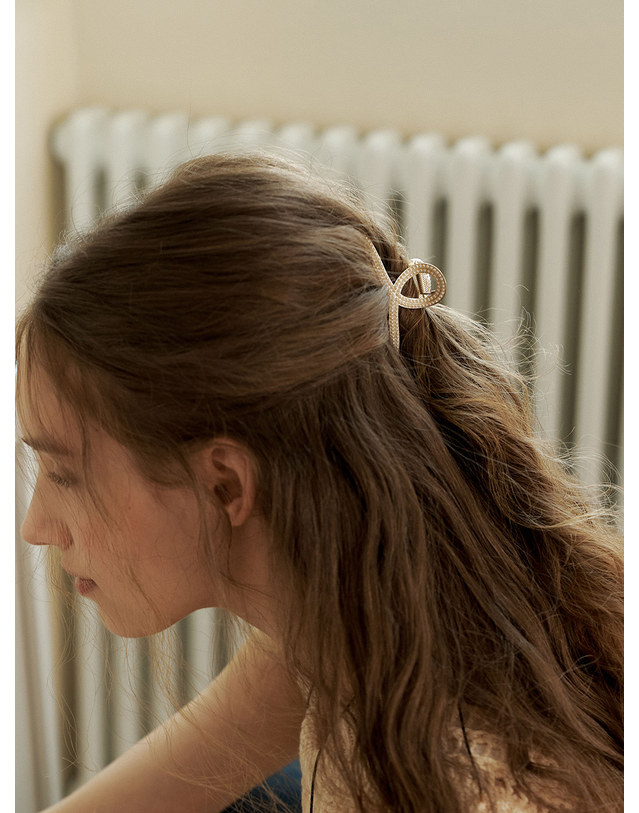 오블라 minimal twist pearl line hair clip HC014 착용컷