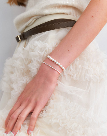 (SILVER 925) bold chain pearl point bracelet JB001