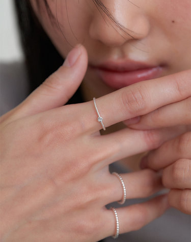 mini dewy ring_cubic set (2PCS) JR002