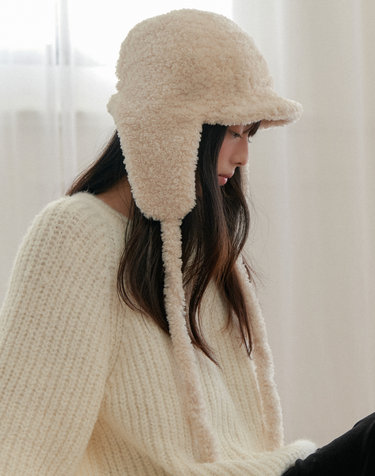 [+리본브로치] shearing boucle hug trooper hat_3color HA043