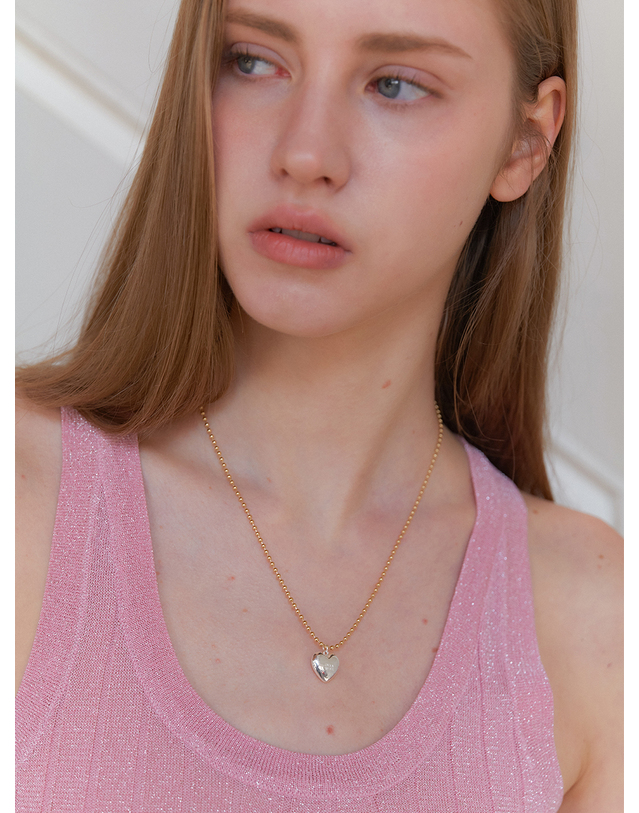 오블라 ball chain heart drop necklace JN016 착용컷