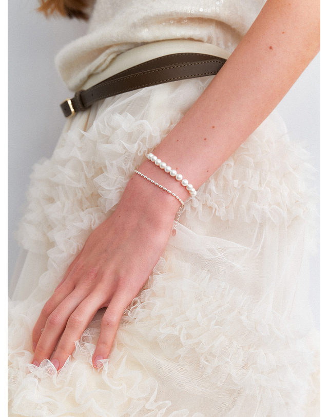 오블라 (SILVER 925) bold chain pearl point bracelet JB001 착용컷