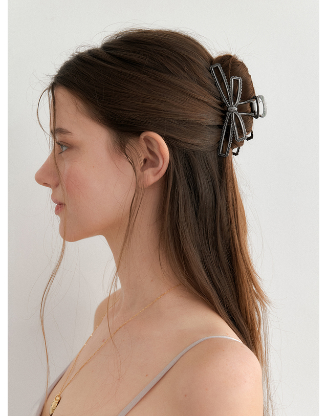 오블라 lace ribbon metal hair clip_colors HC048 착용컷