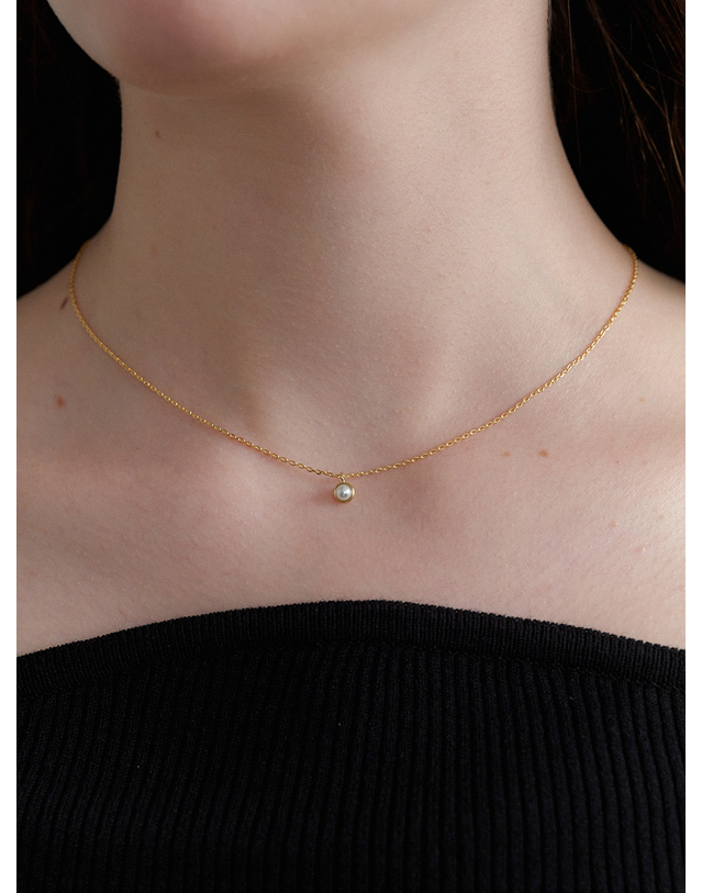 오블라 gold classic pearl necklace JN034 착용컷