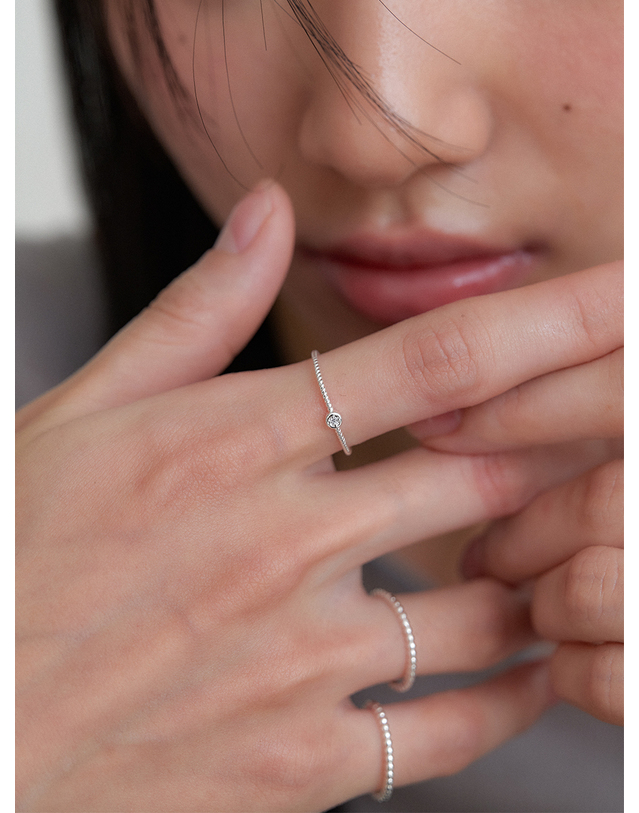 오블라 mini dewy ring_cubic set (2PCS) JR002 착용컷