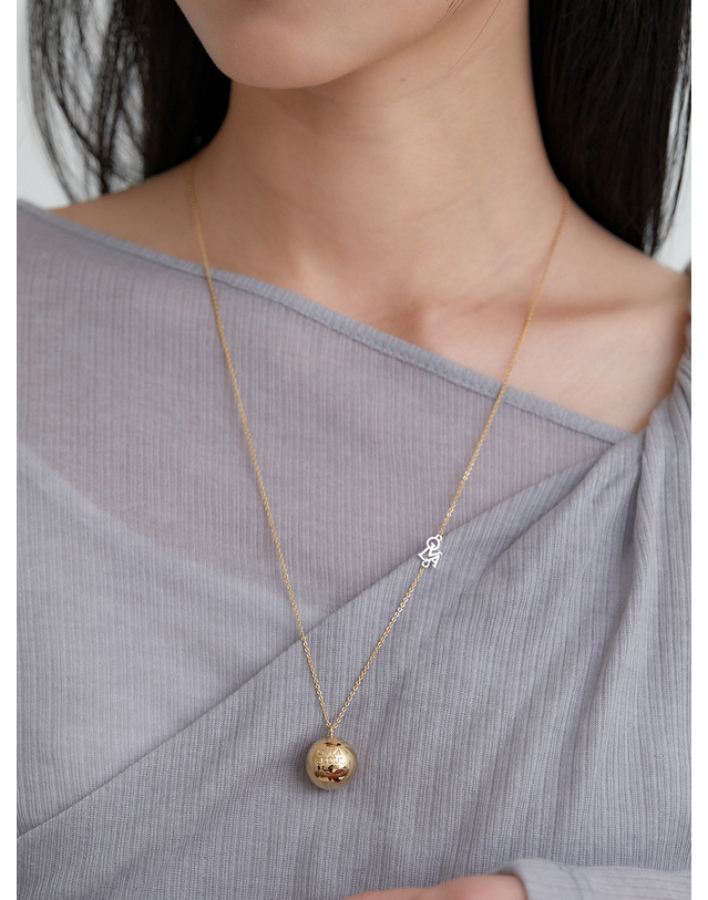 오블라 combi bold ball necklace_gold JN037 착용컷