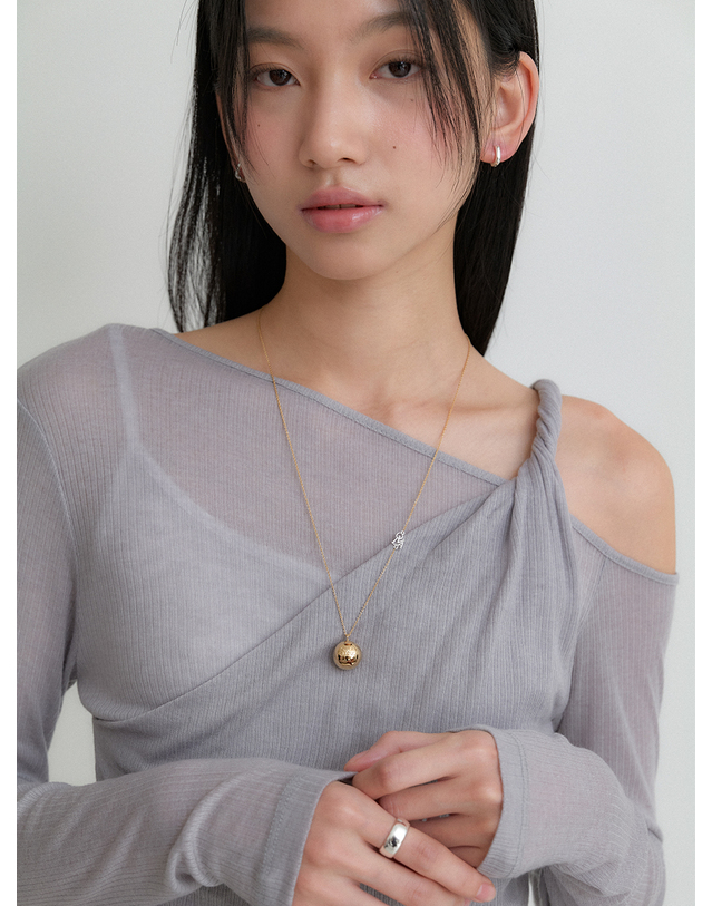 오블라 combi bold ball necklace_gold JN037 착용컷