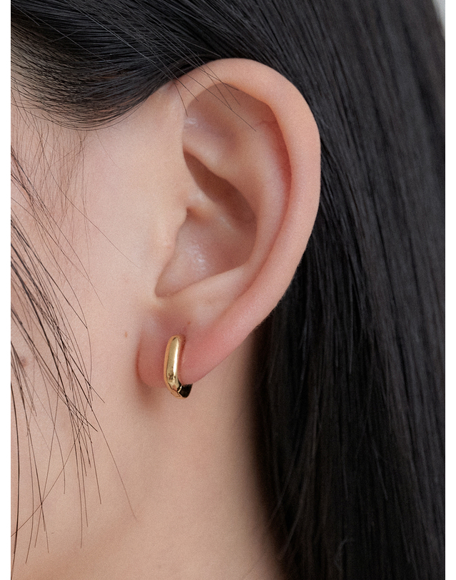 오블라 square round one touch earring_2color JE053 착용컷