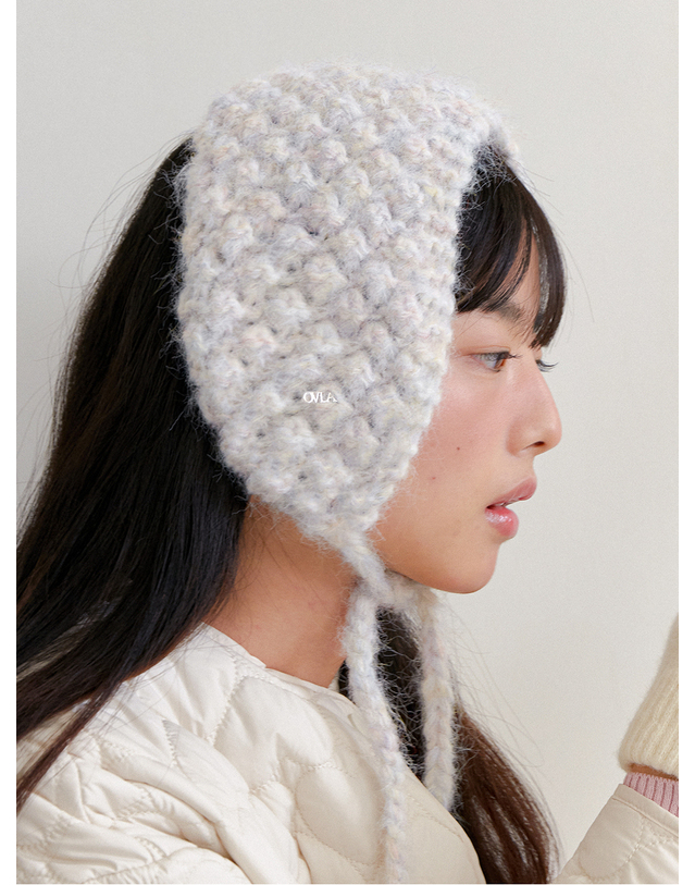 오블라 (선물포장) [HAND CROCHET] waffle earmuffs EM003 착용컷
