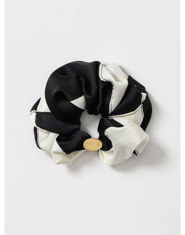 TWO TONE LAYERED SCRUNCHIE_BLACK HS030