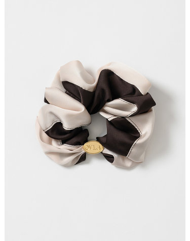 TWO TONE LAYERED SCRUNCHIE_BROWN HS029