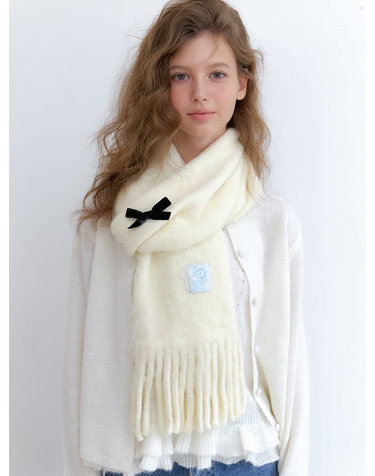 (선물포장) (+리본브로치) HAIRY BRUSHED MUFFLER_FRINGE_4COLOR MF016