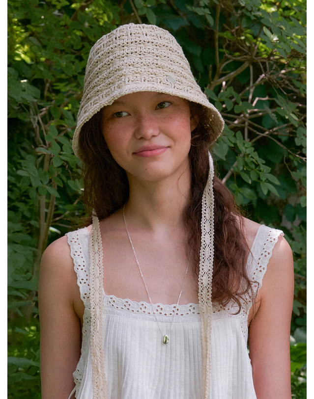 오블라 VINTAGE TOUCH LACE UP BONNET_3COLOR HA055 착용컷