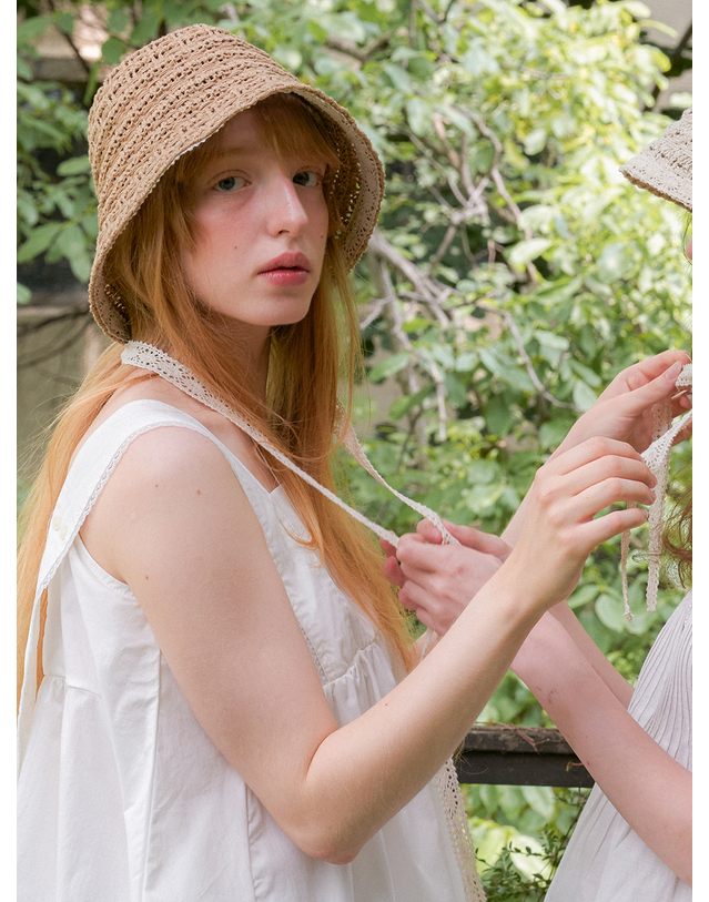 오블라 VINTAGE TOUCH LACE UP BONNET_3COLOR HA055 착용컷