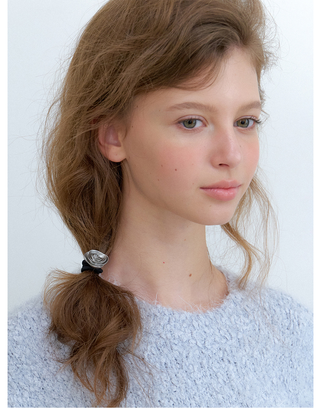 오블라 matte flower hair tie_2color HT015 착용컷