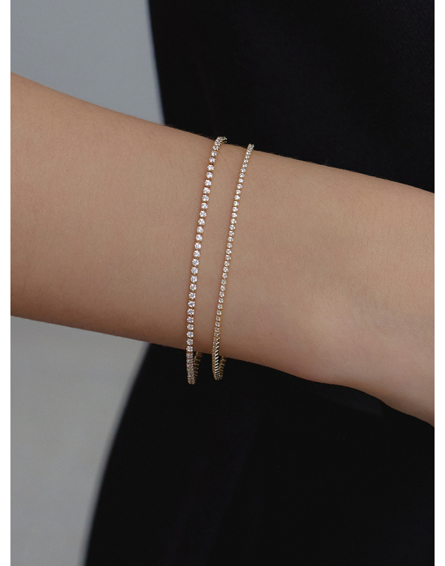 오블라 4PRONG ROUND TENNIS BRACELET_XS,S 2COLOR JB008 착용컷