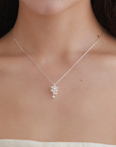 silver grape simple necklace JN054