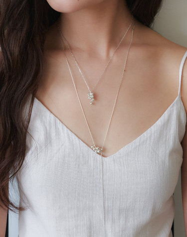 silver grape chain drop necklace 2color JN052