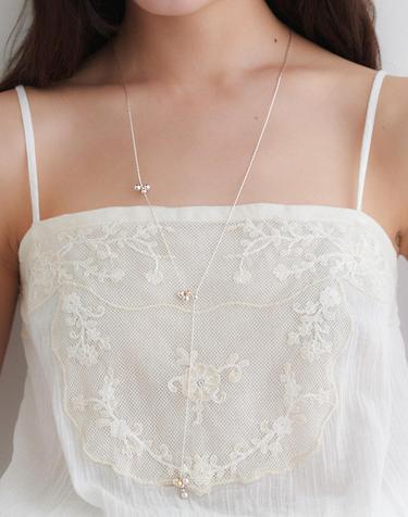 silver grape Y position necklace JN051