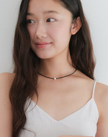 simple flower beads necklace 2color JN057