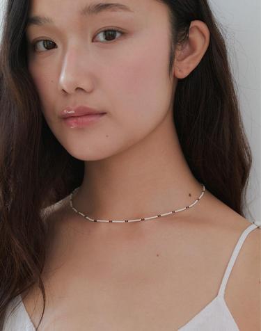 (SILVER 925) bohemian beads necklace 2color JN058