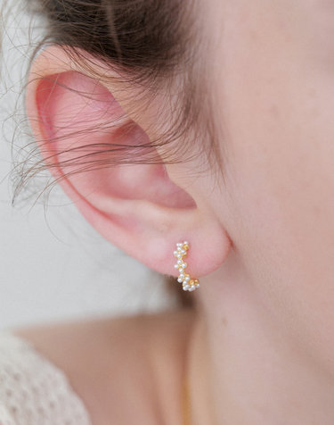 (SILVER 925) pearl hoop earring JE063