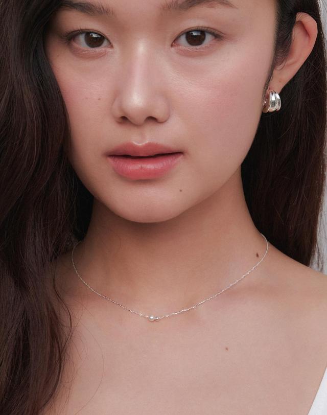 오블라 (SILVER 925) twin ball mini pearl necklace JN060 착용컷