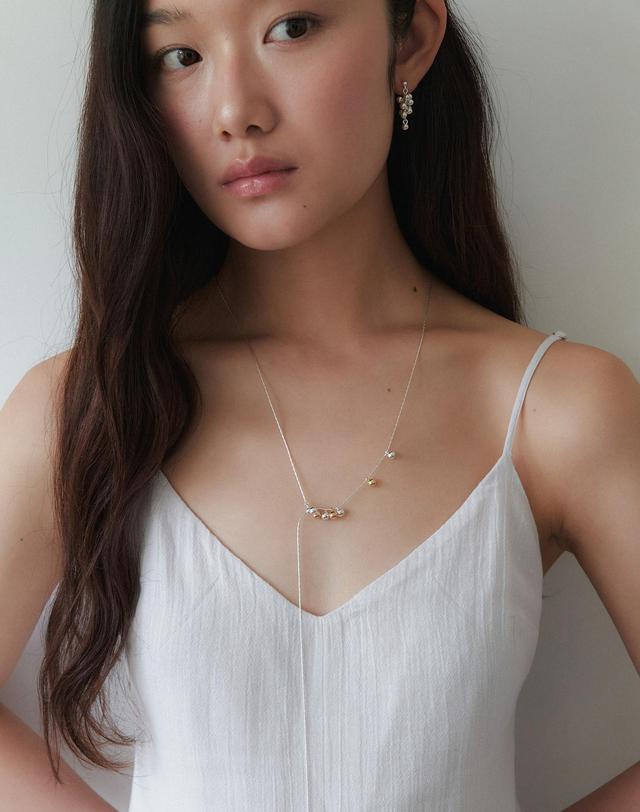 오블라 silver grape chain drop necklace 2color JN052 착용컷