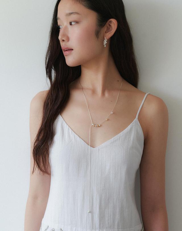 오블라 silver grape chain drop necklace 2color JN052 착용컷