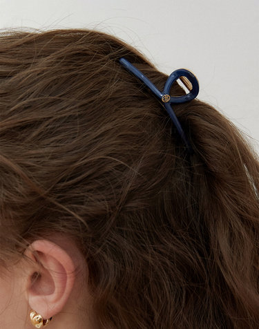 [mini] Twist metal point hair clip_London navy HC033