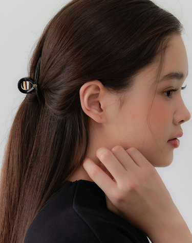[mini] Twist metal point hair clip_real black HC034