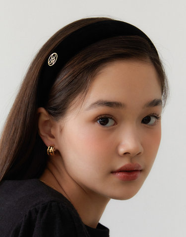 padded classic velvet hair band_velvet black HB014