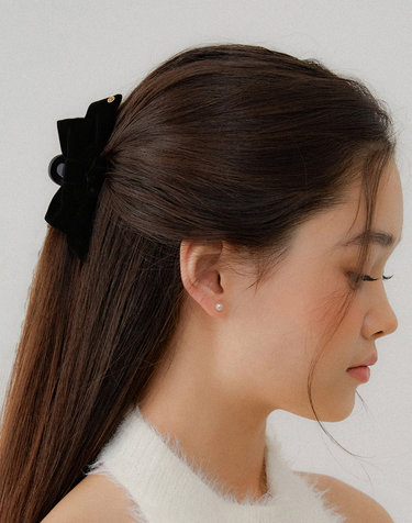 mini_classique velvet gold edge ribbon hair clip HC029
