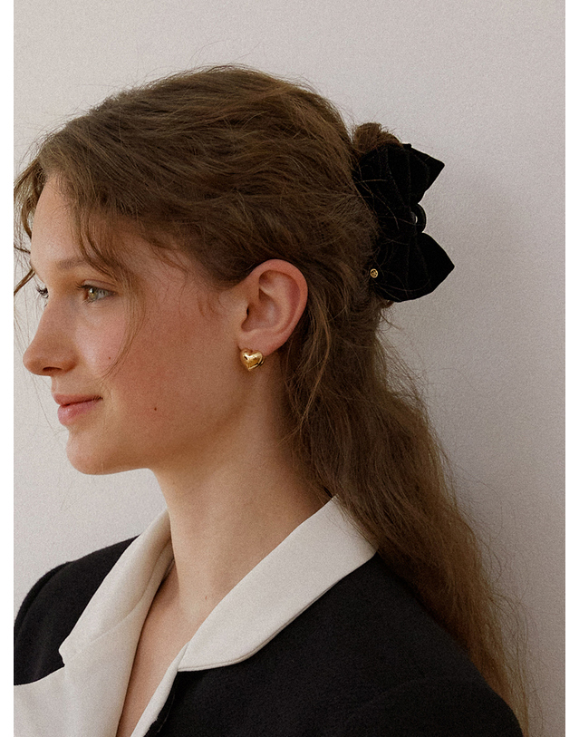 오블라 mini kitsch velvet ribbon hair clip HC028 착용컷