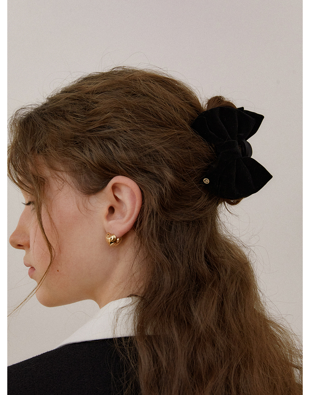 오블라 mini kitsch velvet ribbon hair clip HC028 착용컷