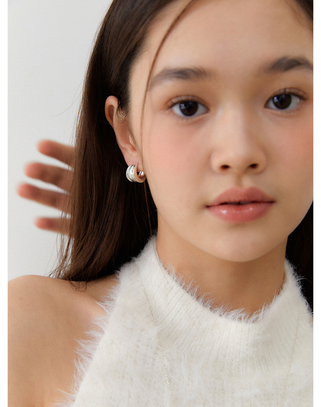 오블라 part of love earring_silver gold JE010 착용컷