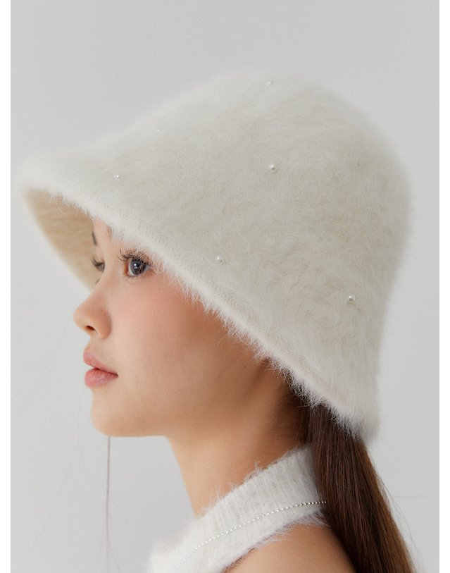 오블라 pearl spread angora bucket hat_2color HA010 착용컷