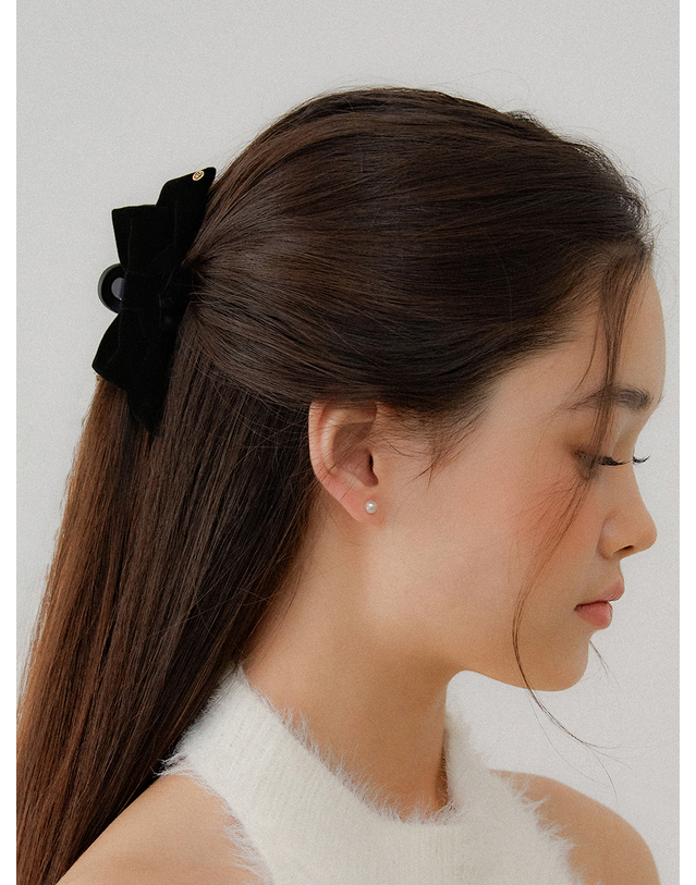 오블라 mini_classique velvet gold edge ribbon hair clip HC029 착용컷